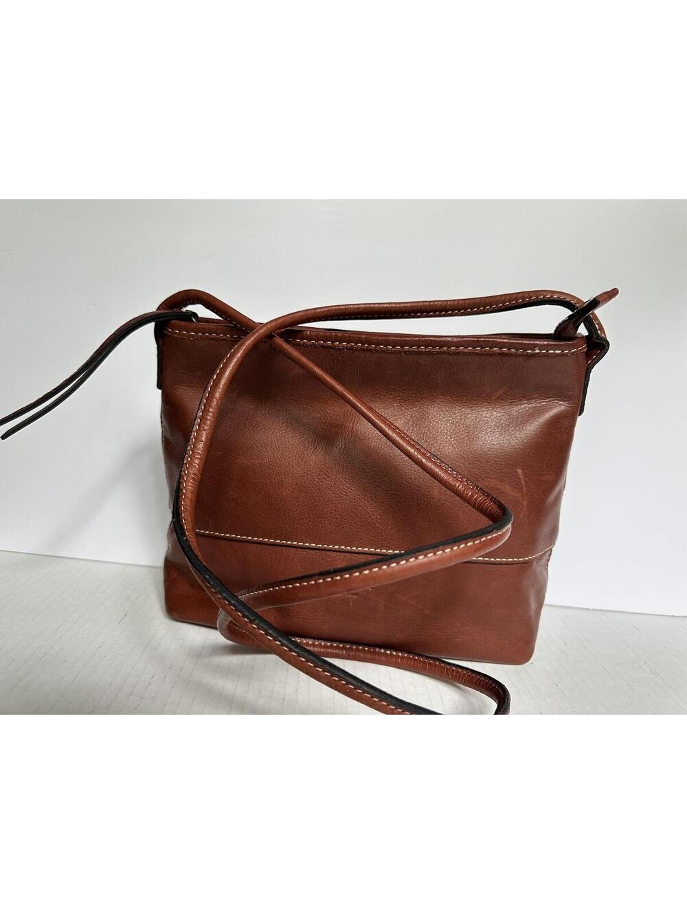 Margot New York Derby Crossbody Bag made from Brandy-Colored Genuine Leather